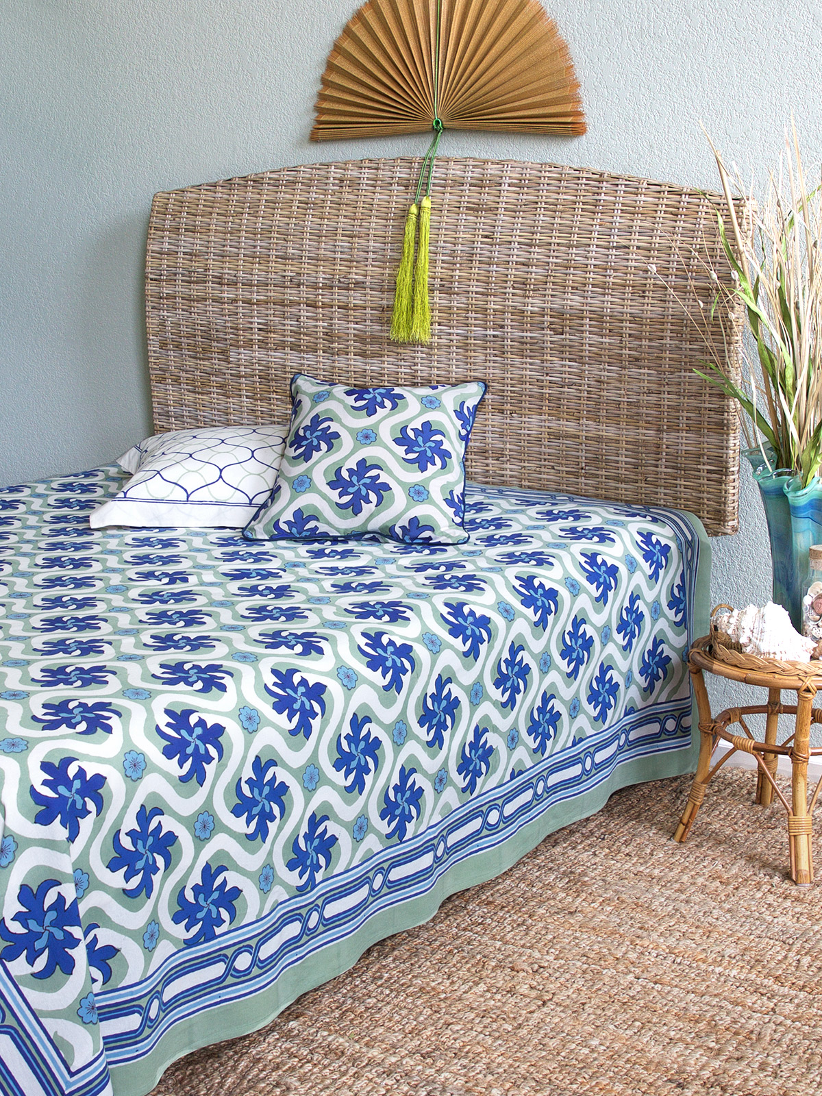 Coastal Currents ~ Ocean Beach Themed Tropical Floral Bedspread
