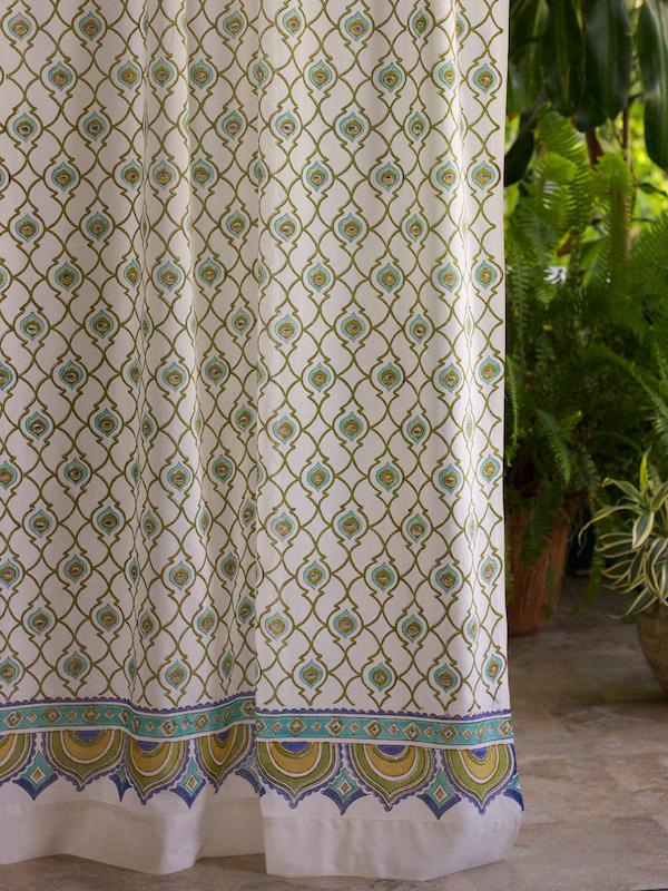 Dance O Peacock (CP) ~ Peacock Trellis India Curtain Panel