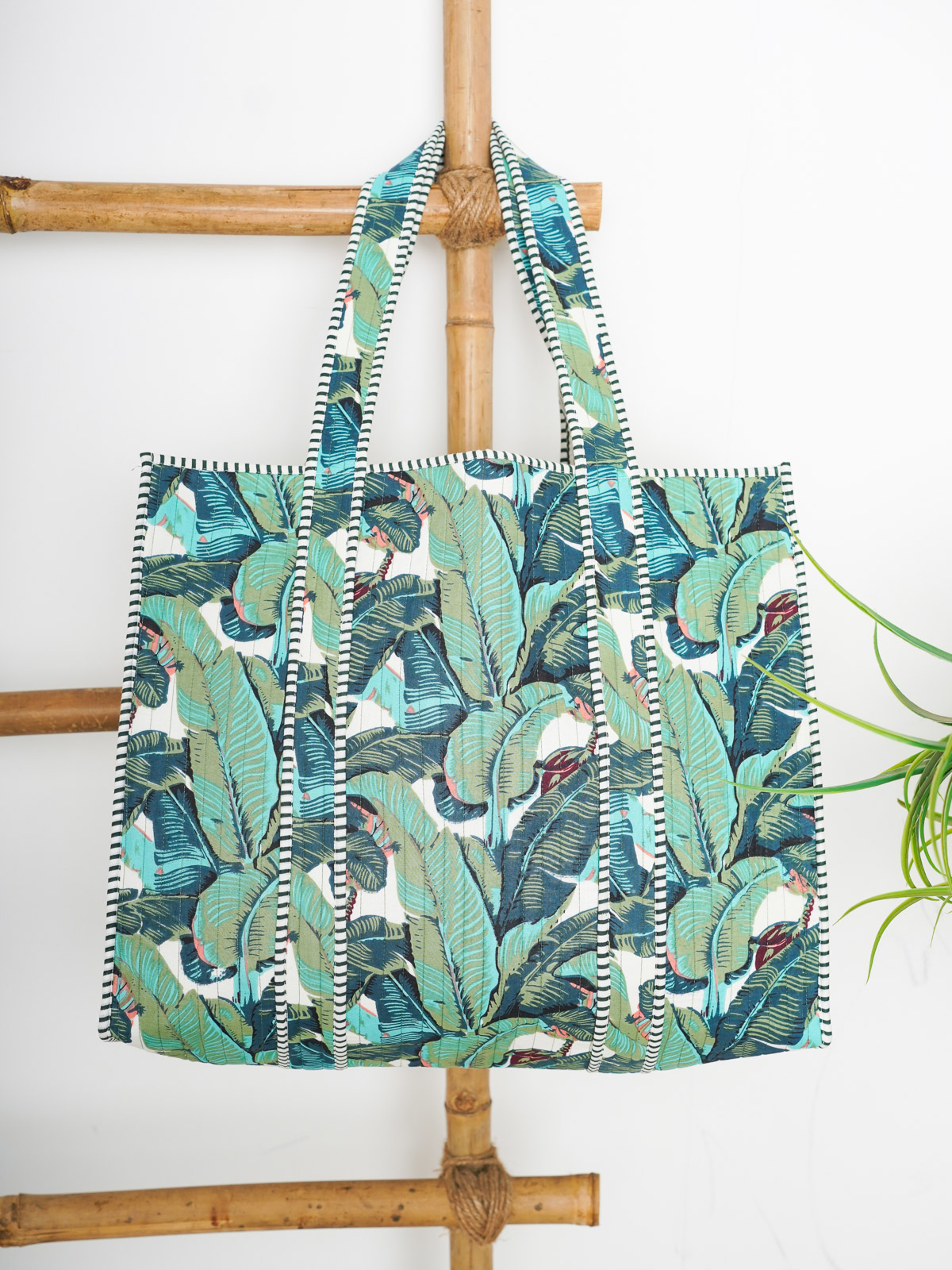 Emerald Plantation ~  Quilted Cotton Shopping Tote Bag