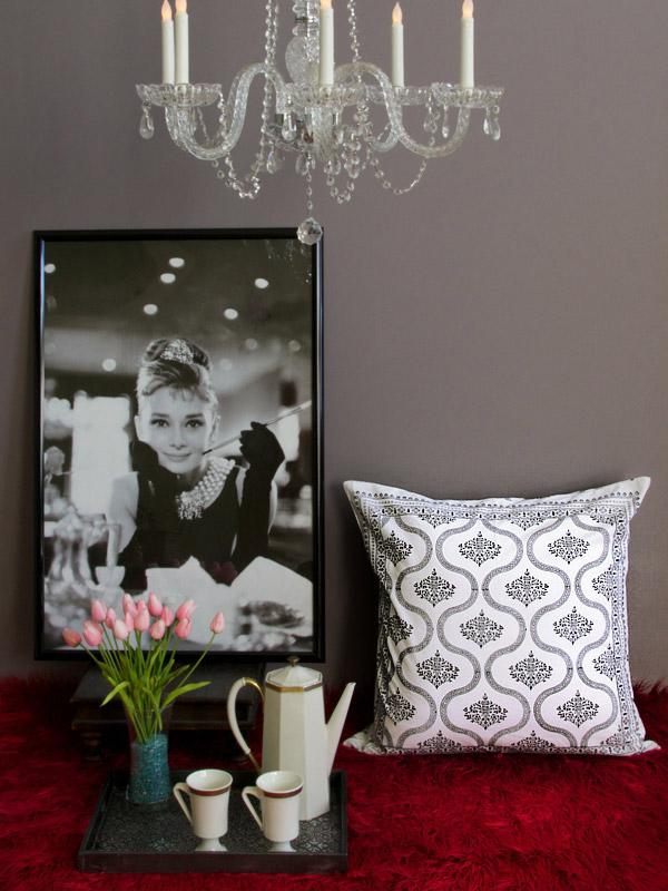 Filigree ~ Black and White Vintage Hollywood Glamour Euro Sham