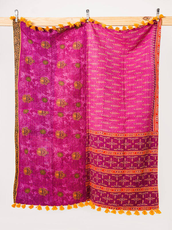 Geenu Jangid ~ Vintage Kantha Quilt Sari Throw