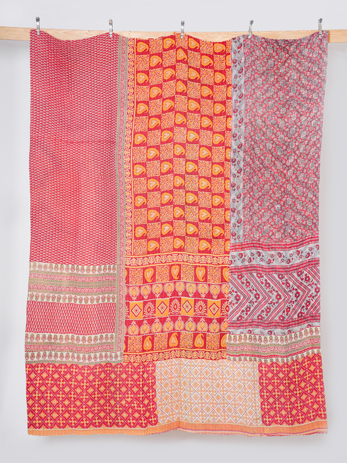 Persimmon Paisley Palace King Kantha Quilt