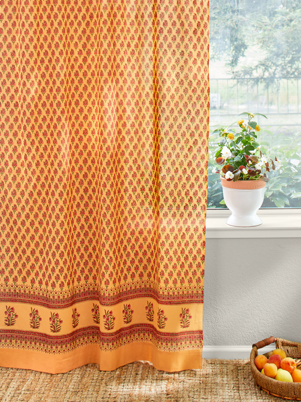 Indian Summer ~ Orange  Paisley India Curtain Panel