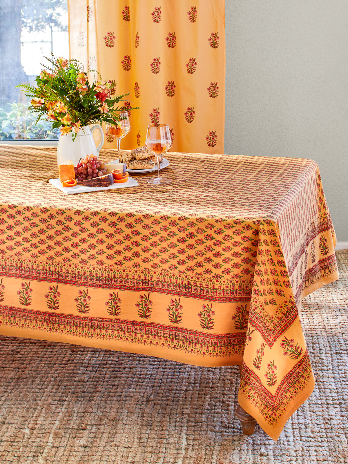 Indian Summer ~ Orange Paisley Print Banquet Table Cloth