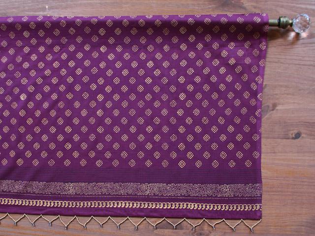 Mystic Amethyst ~ Plum Purple & Gold Sari Print India Valance
