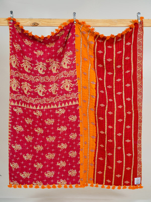 Maya Jangid ~ Vintage Kantha Quilt Sari Throw