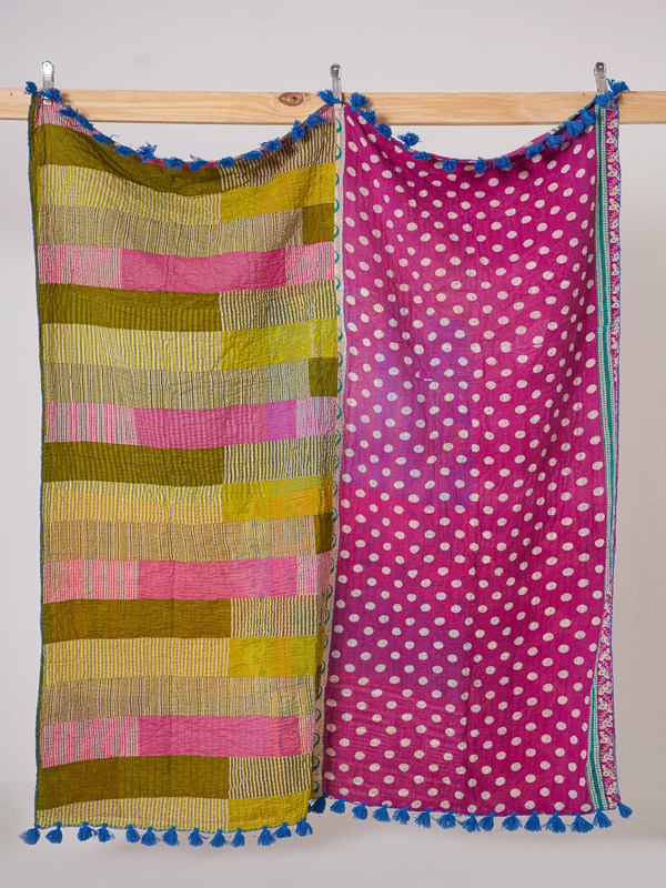Maya Jangid ~ Vintage Kantha Quilt Sari Throw