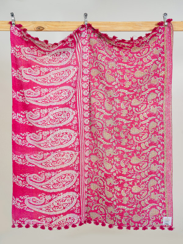 Ruby Paisley Bazaar Kantha Throw