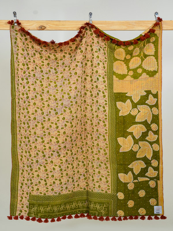 Maya Yadav ~ Vintage Kantha Quilt Sari Throw