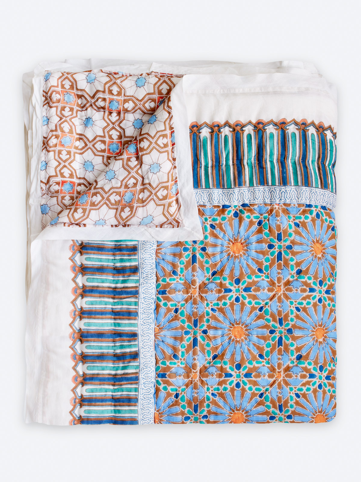 Mosaique Bleue - Earth ~ Jaipuri Razai Quilt