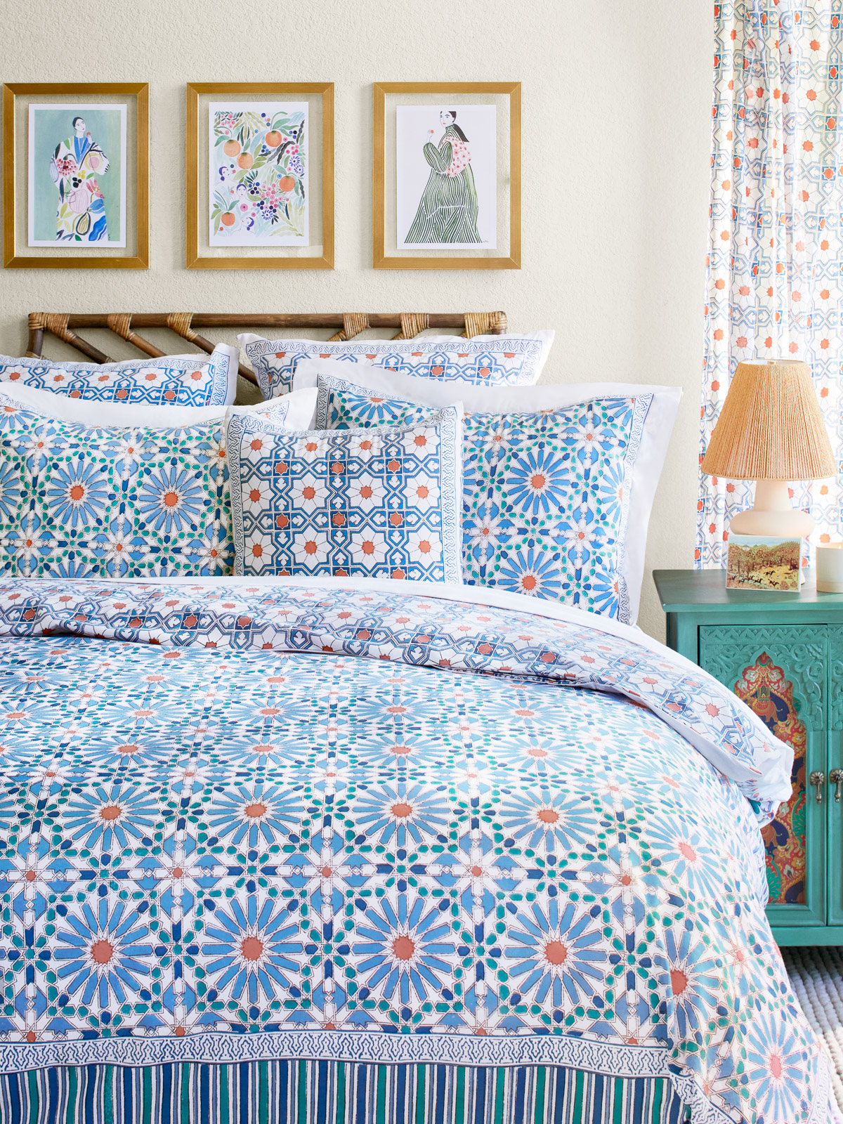 Mosaique Bleue - Sky ~ Boho Bedding Moroccan Print Duvet Cover