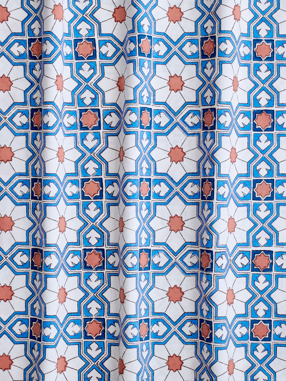 Mosaique Bleue - Sky (CP) ~ Blue, White Fabric With Star Print