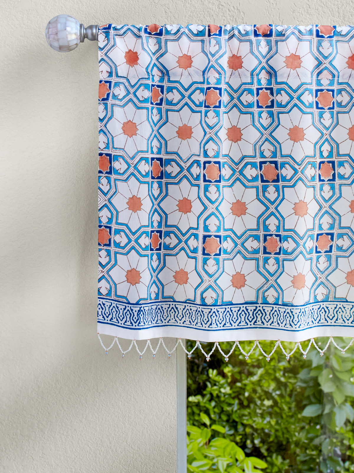 Mosaique Bleue - Sky (CP) ~ Moroccan Tile Print Boho Valance