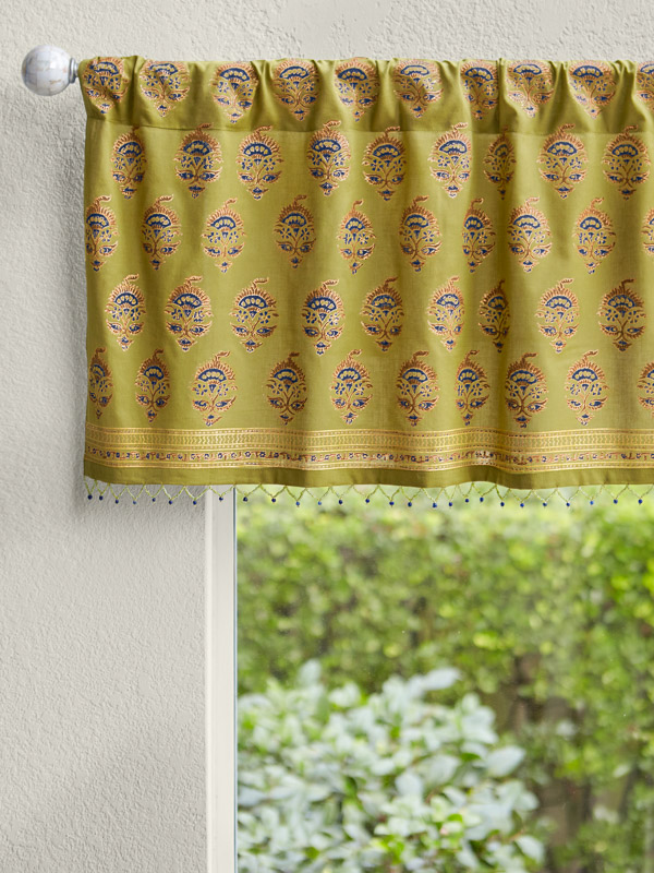 Memories of Shalimar  ~ Asian Green Beaded Window Valance