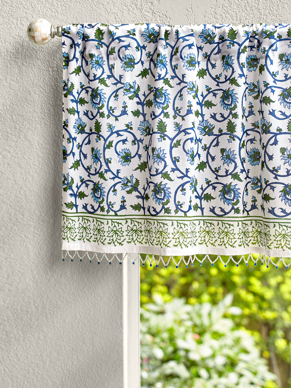 Moonlit Taj  ~ Exotic Turquoise Beaded Window Valance