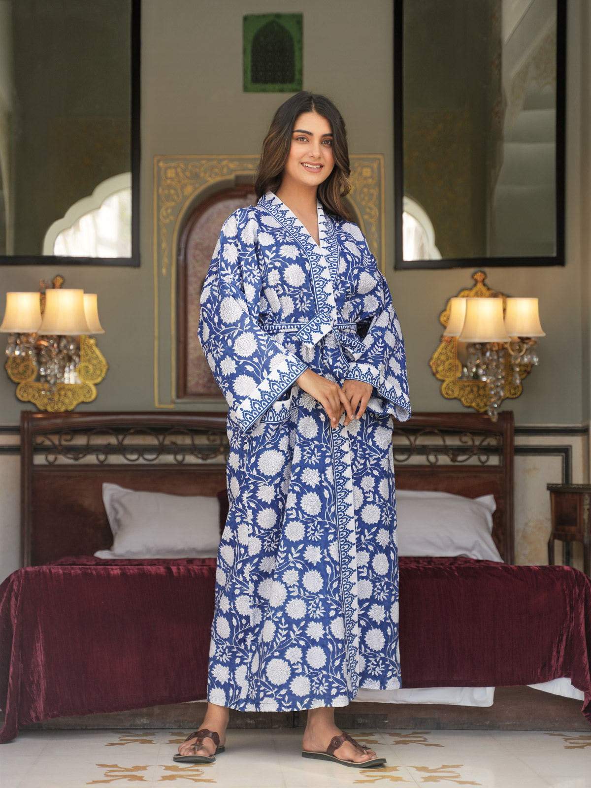 Royal Chrysanthemums ~ Floral Kimono Robe, Resort Lounge Wear