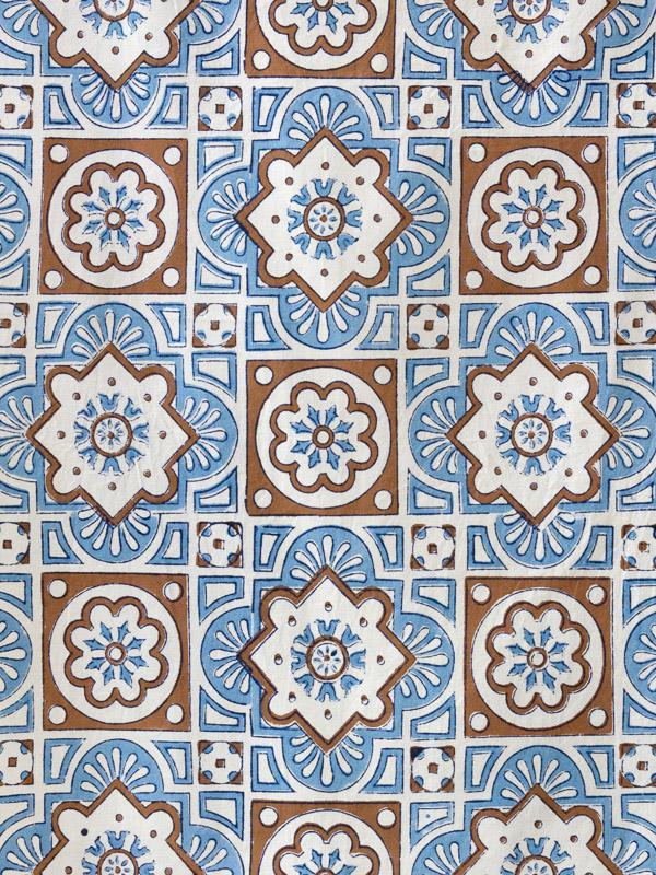 Ocean Breezes ~ Blue and White Fabric Swatch with Moroccan Tiles