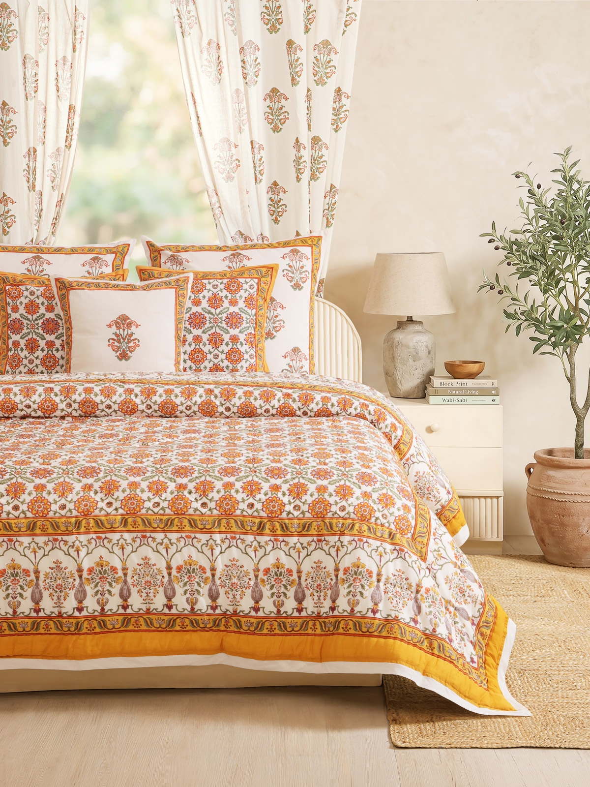 Orange Blossom ~ Jaipuri Razai Quilt