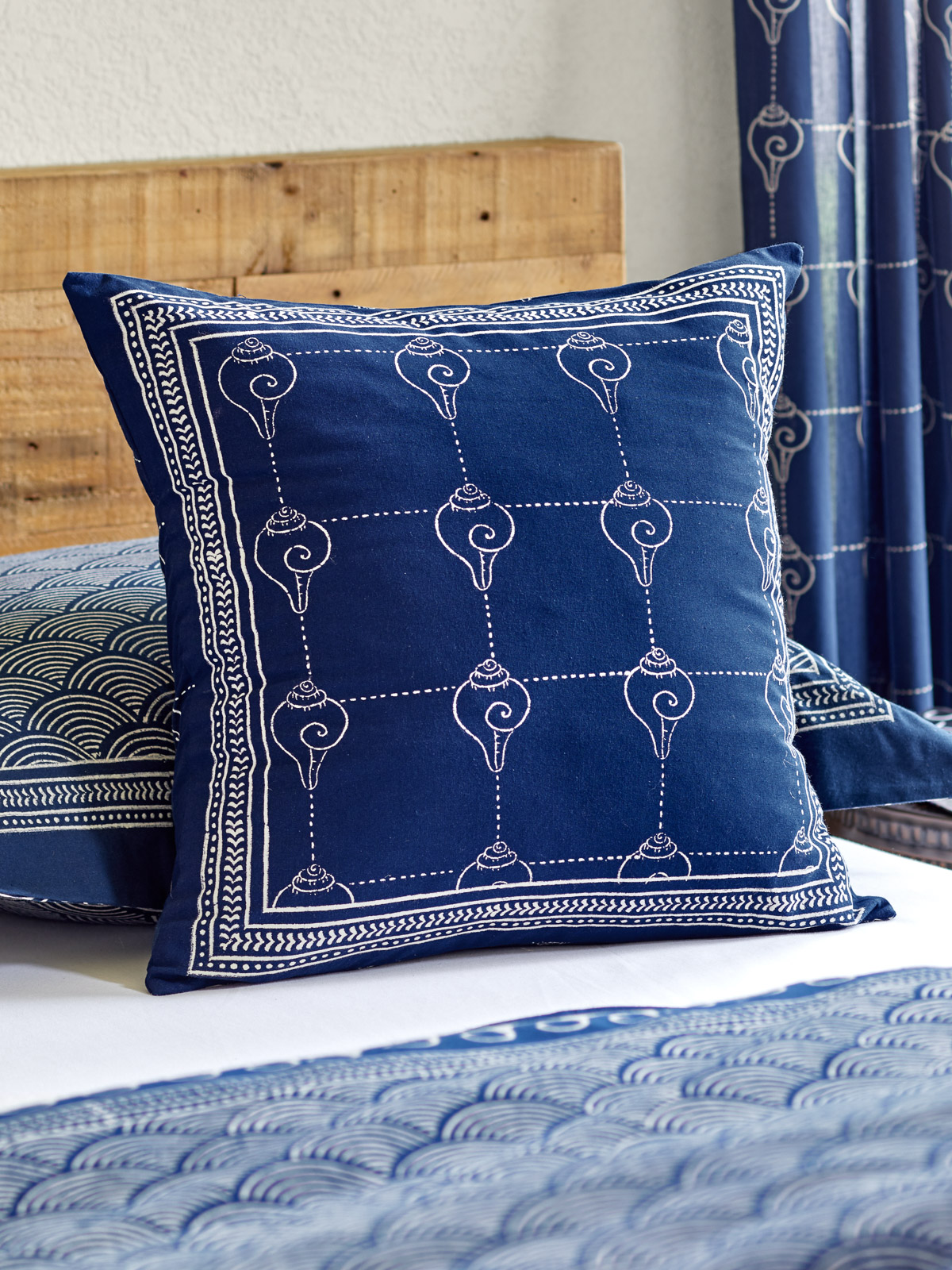 Pacific Blue (CP) ~ Rustic Navy Blue Ocean Oriental Throw Pillow