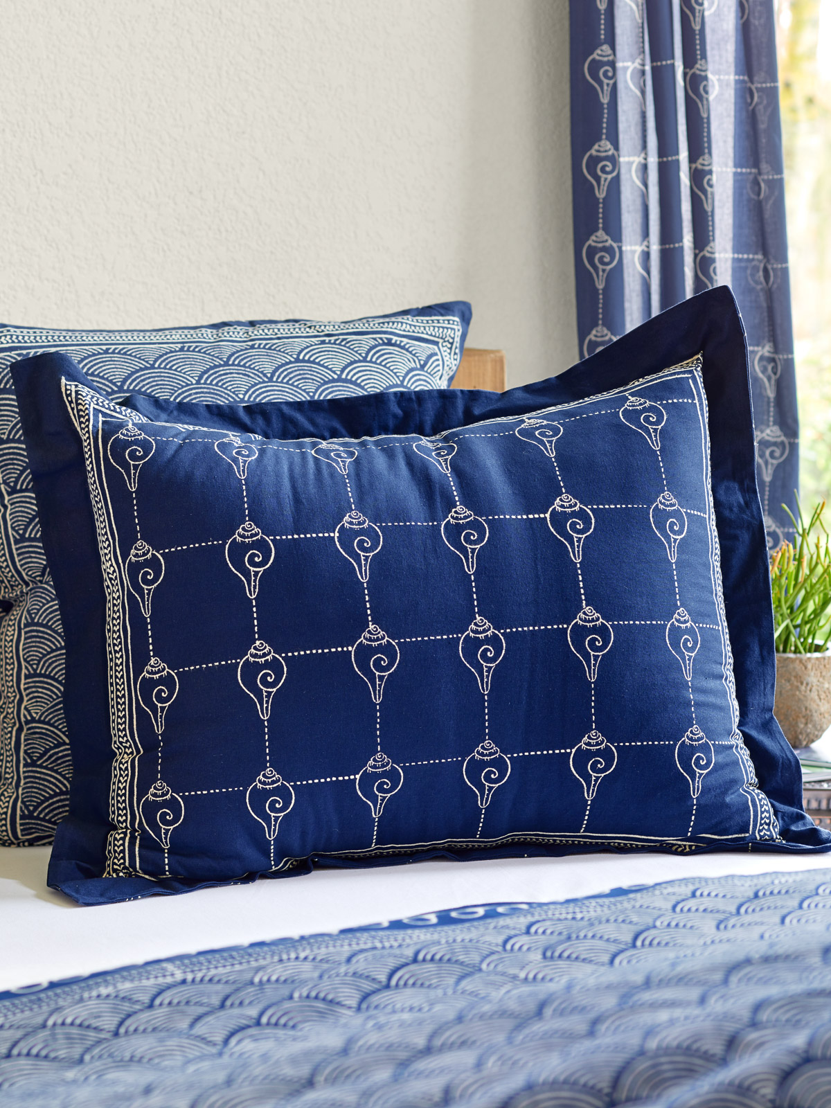 Pacific Blue (CP) ~ Rustic Navy Blue Ocean Oriental Pillow Sham