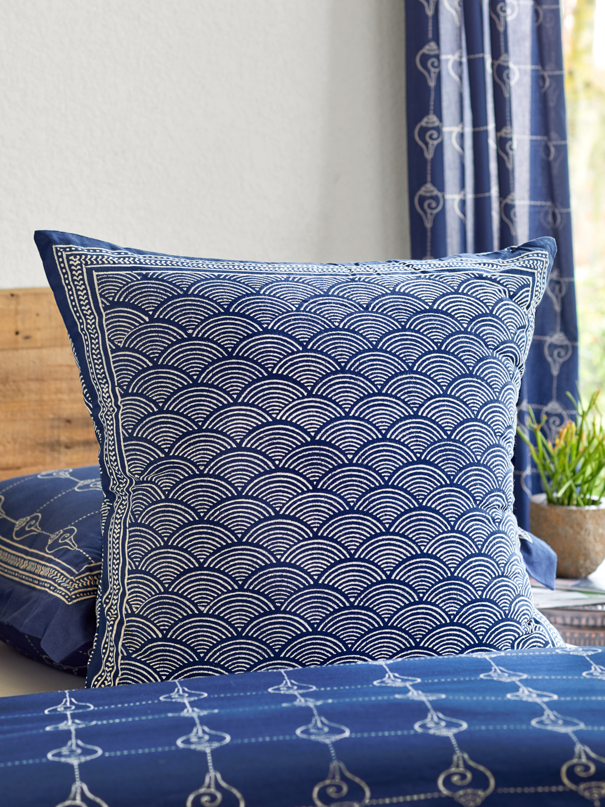 Pacific Blue ~ Rustic Navy Blue Ocean Oriental Asian Euro Sham