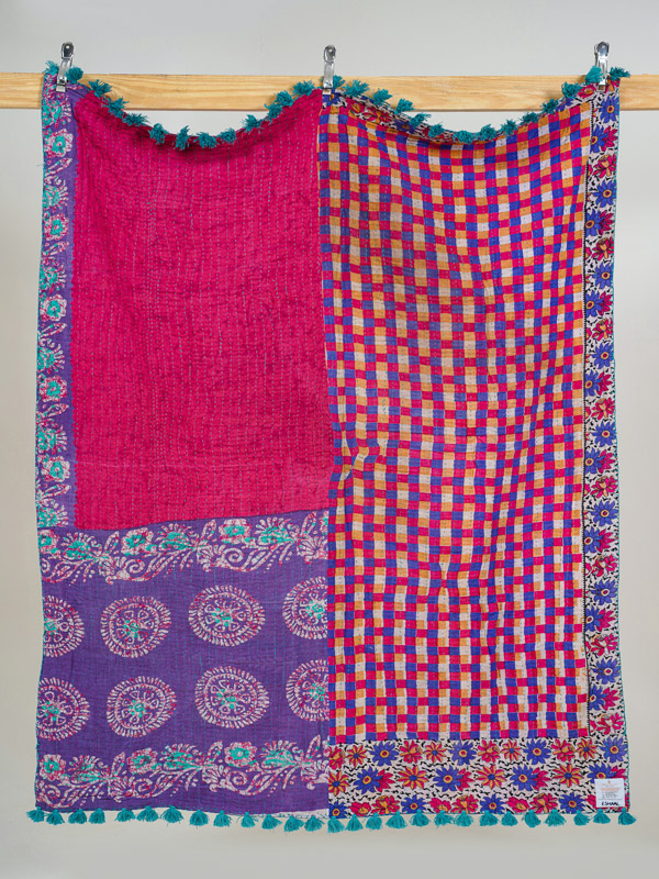 Pinki Sharma ~ Vintage Kantha Quilt Sari Throw