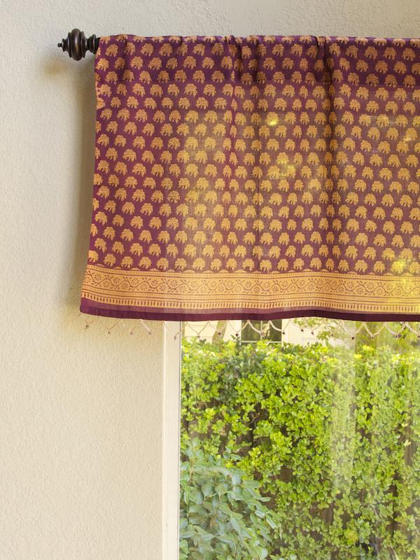 Purple Moon ~ Purple Floral Beaded Window Valance Treatments