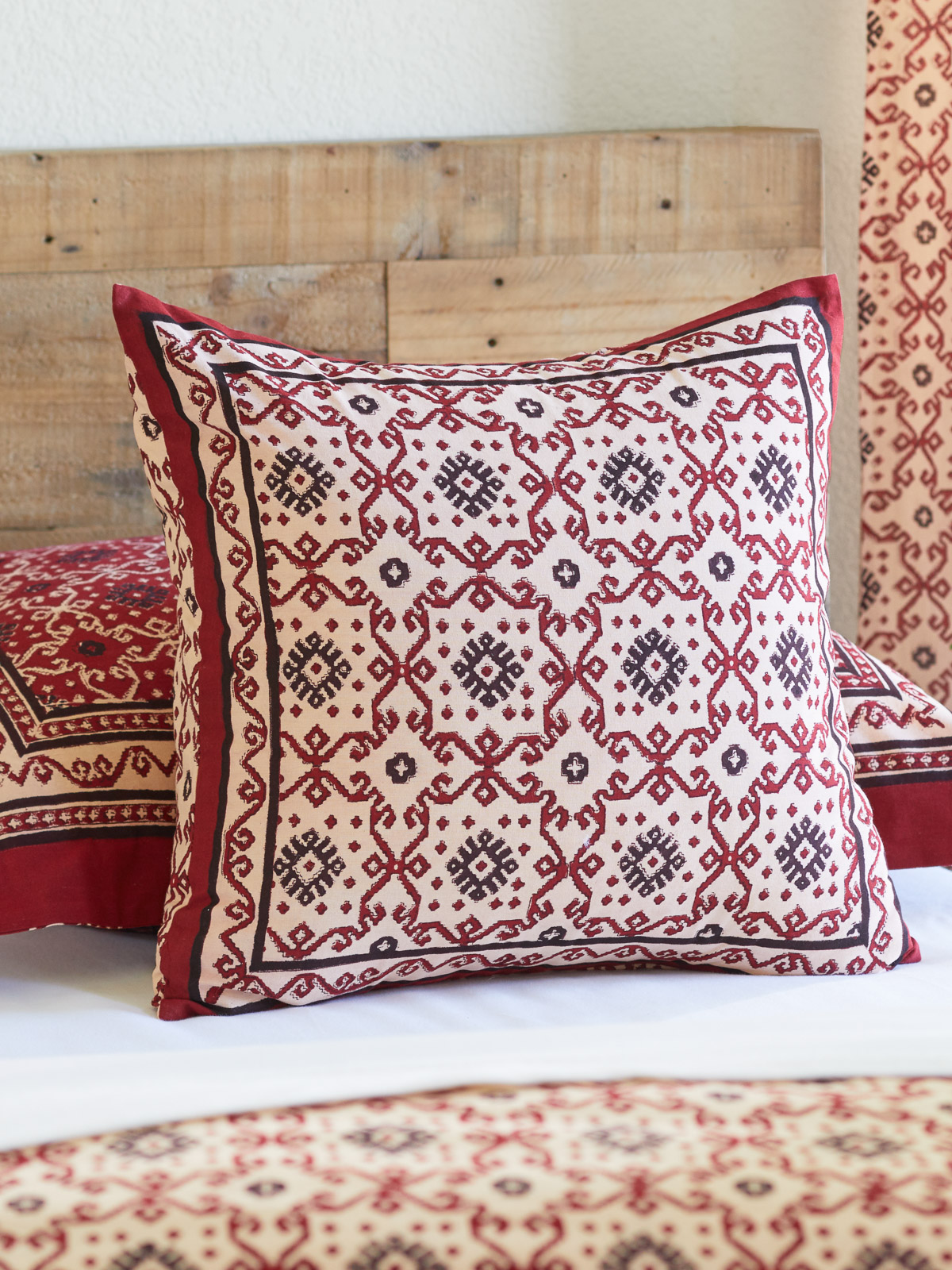 Ruby Kilim (CP) ~ Rustic Red Black Throw Pillow Cushion Cover