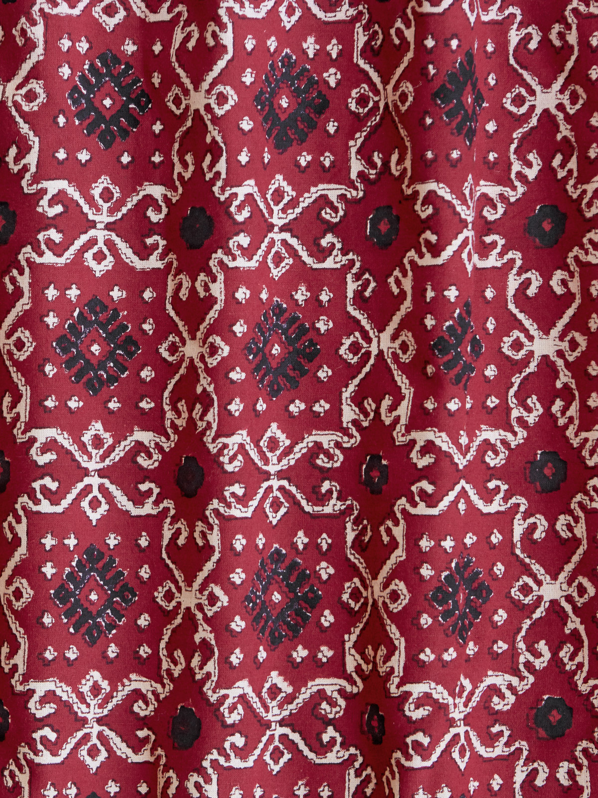 Ruby Kilim ~ Red and Black Fabric With Turkish Geometric Print