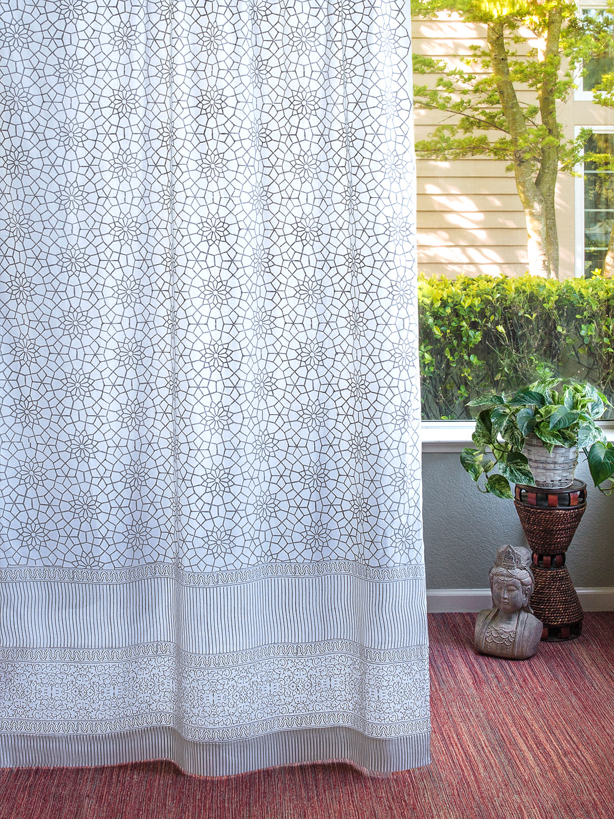 Royal Mansour Quartz ~ Moroccan Geometric Gray Trellis Curtain