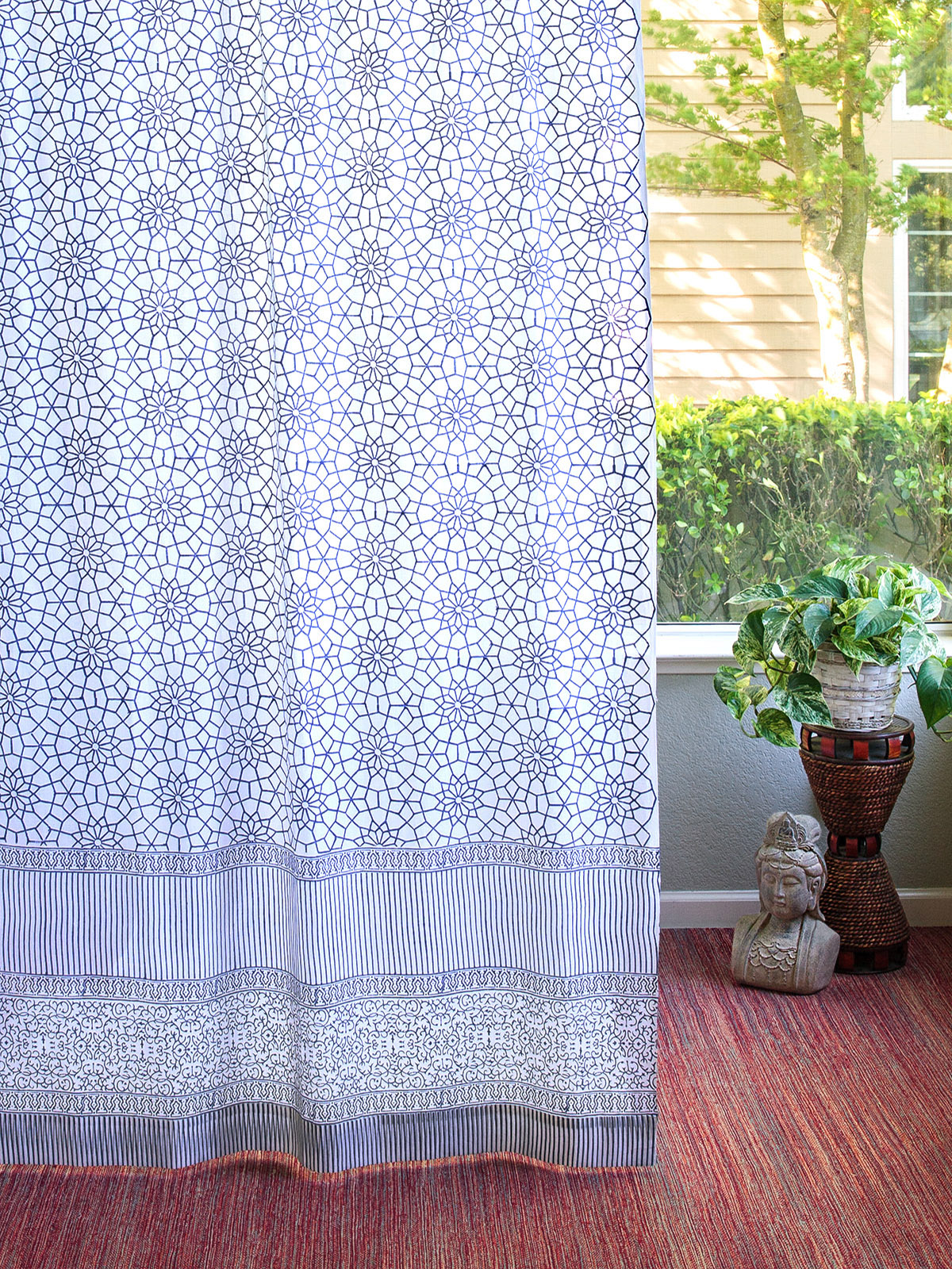 Royal Mansour Lapis ~ Moroccan Geometric Navy Trellis Curtain