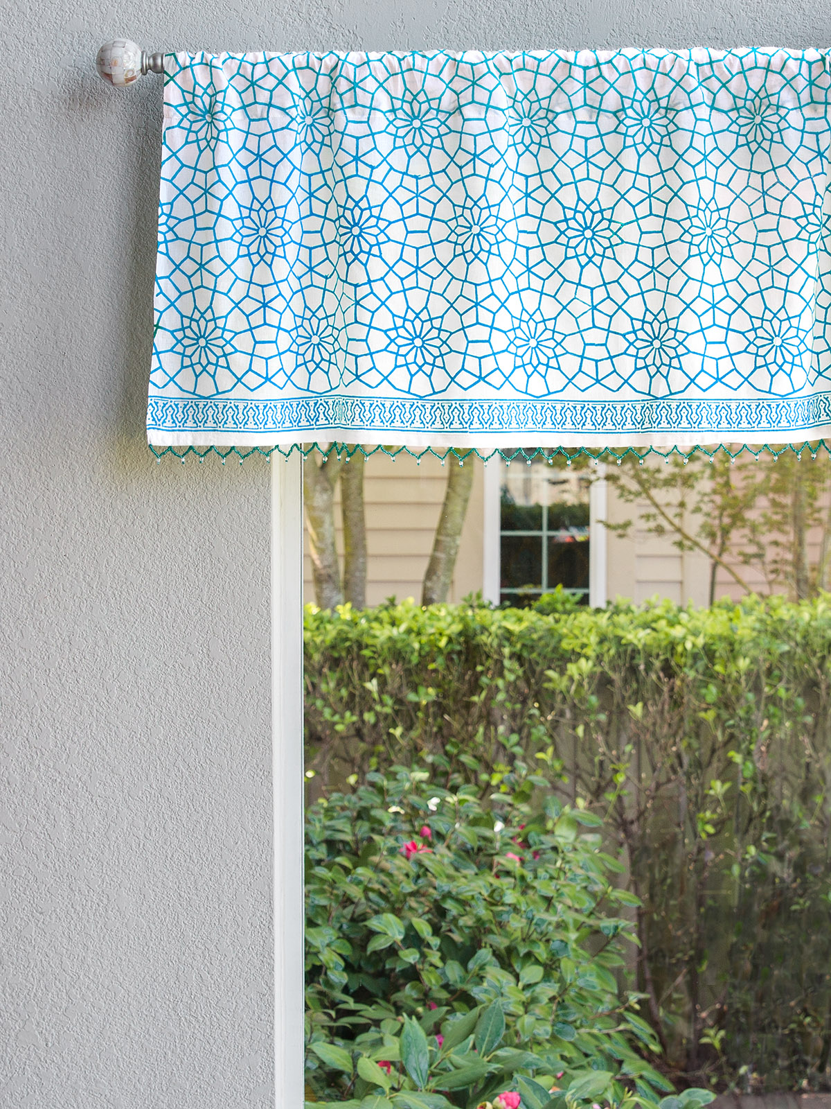 Royal Mansour Turquoise ~ Moroccan Geometric Trellis Valance