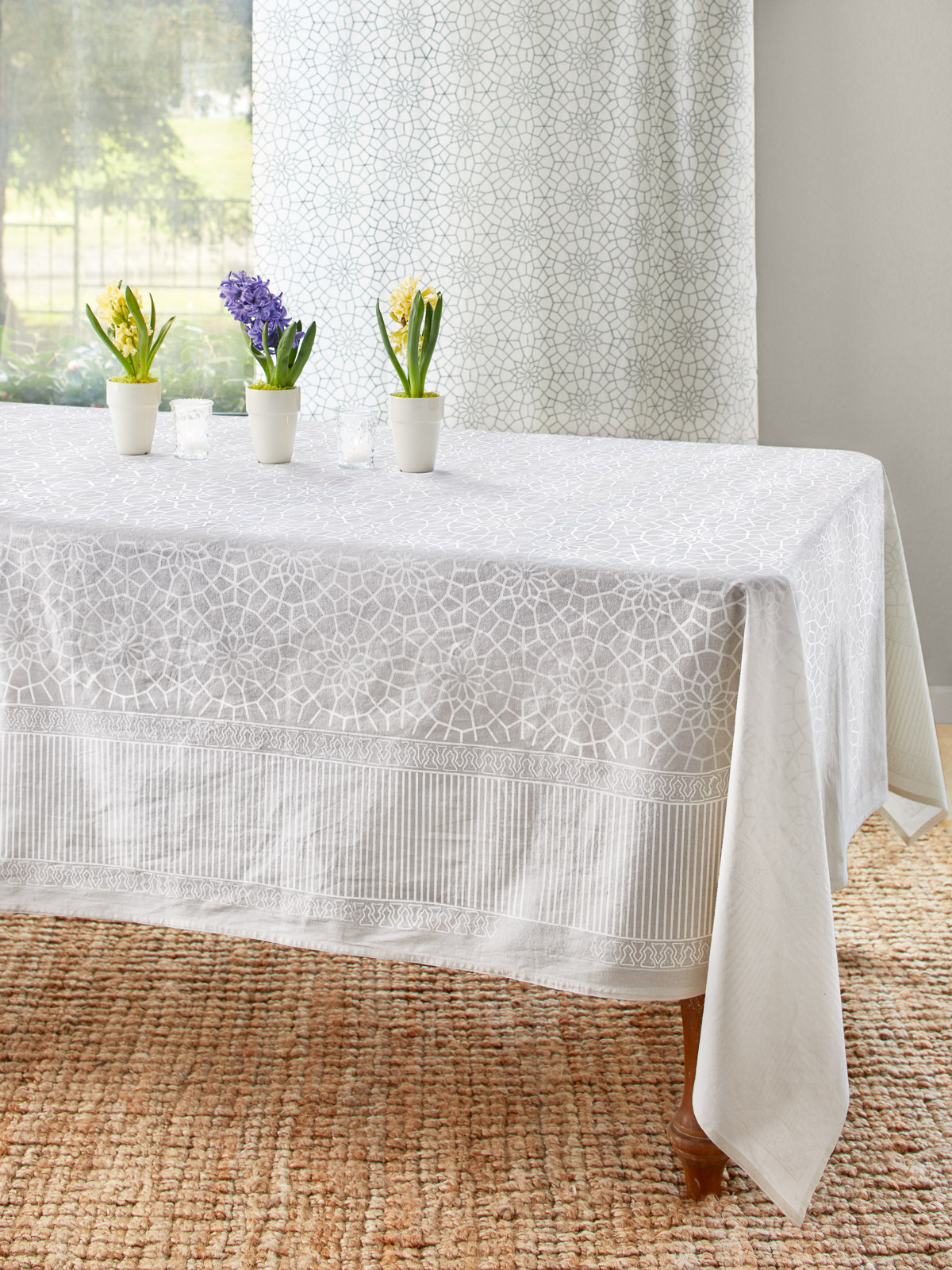 Royal Mansour ~ Moroccan Medallion Trellis White Tablecloth