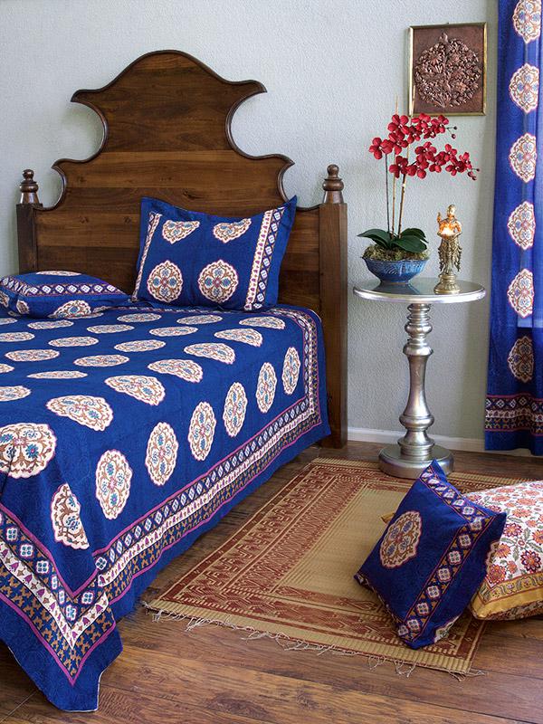 Sultans Palace ~ Royal Blue Moroccan Medallion Bedspread