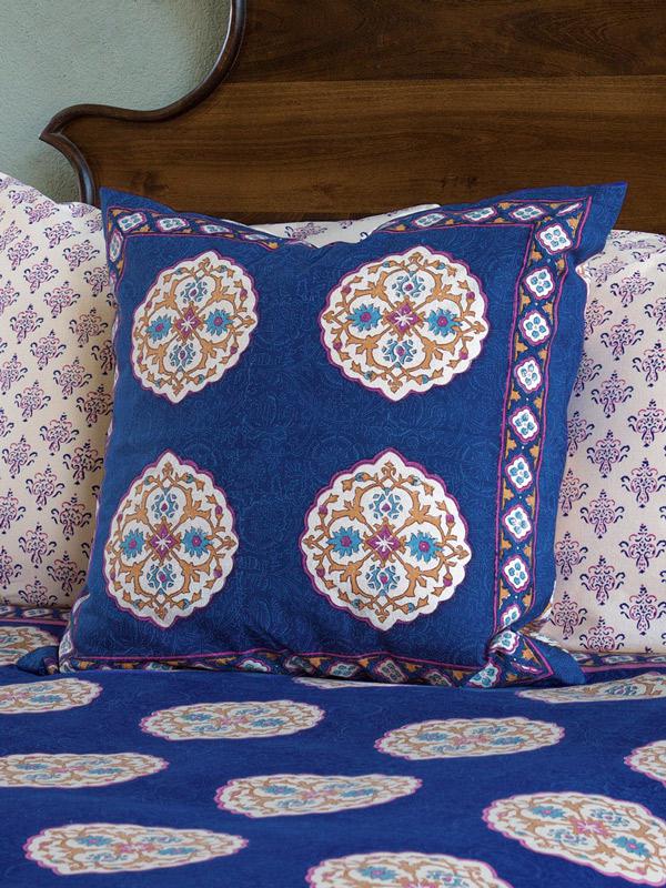 Sultans Palace ~ Blue Moroccan Medallion Euro Sham