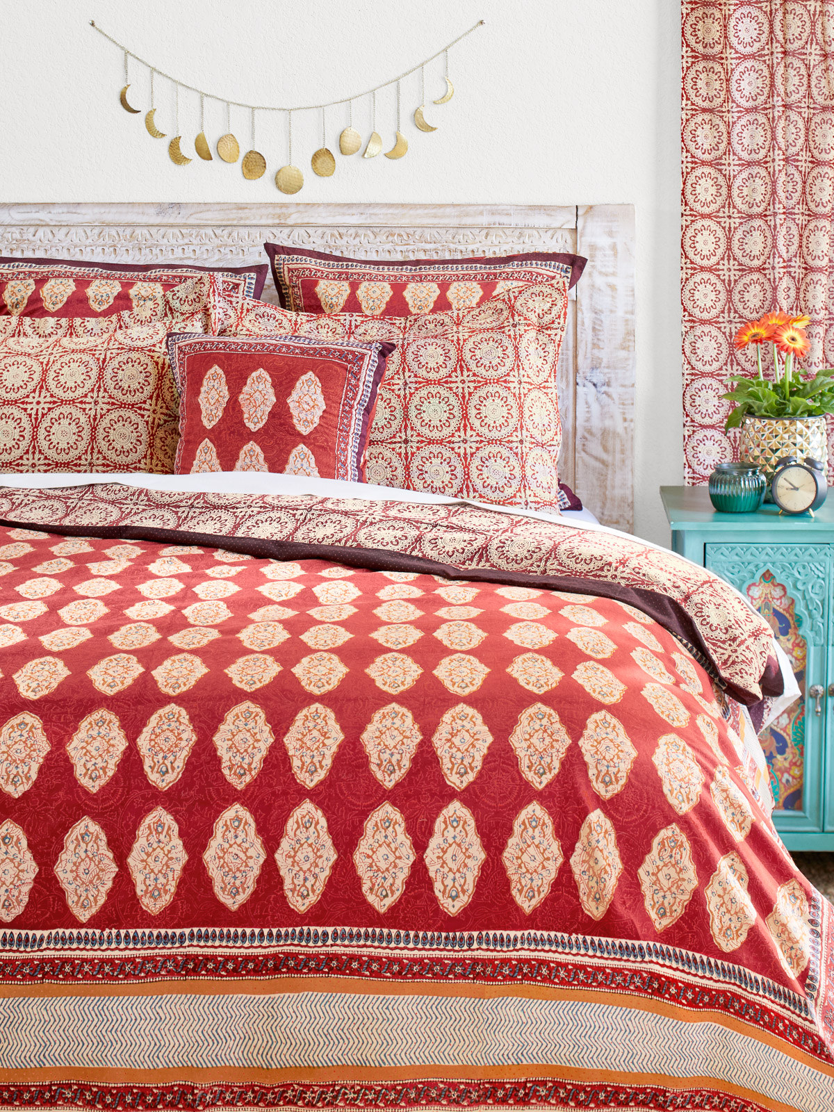 Spice Route ~ Red Orange Moroccan Indian Duvet Cover