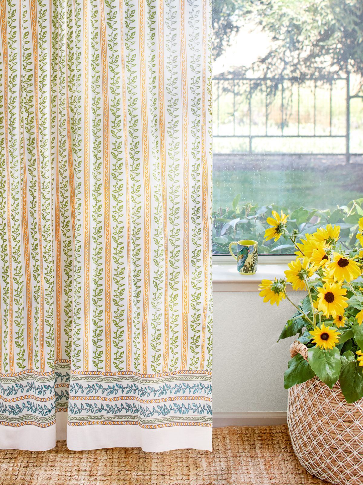 Sunflower Serenade - CP ~ Botanic Curtain Panel, Foliage Pattern