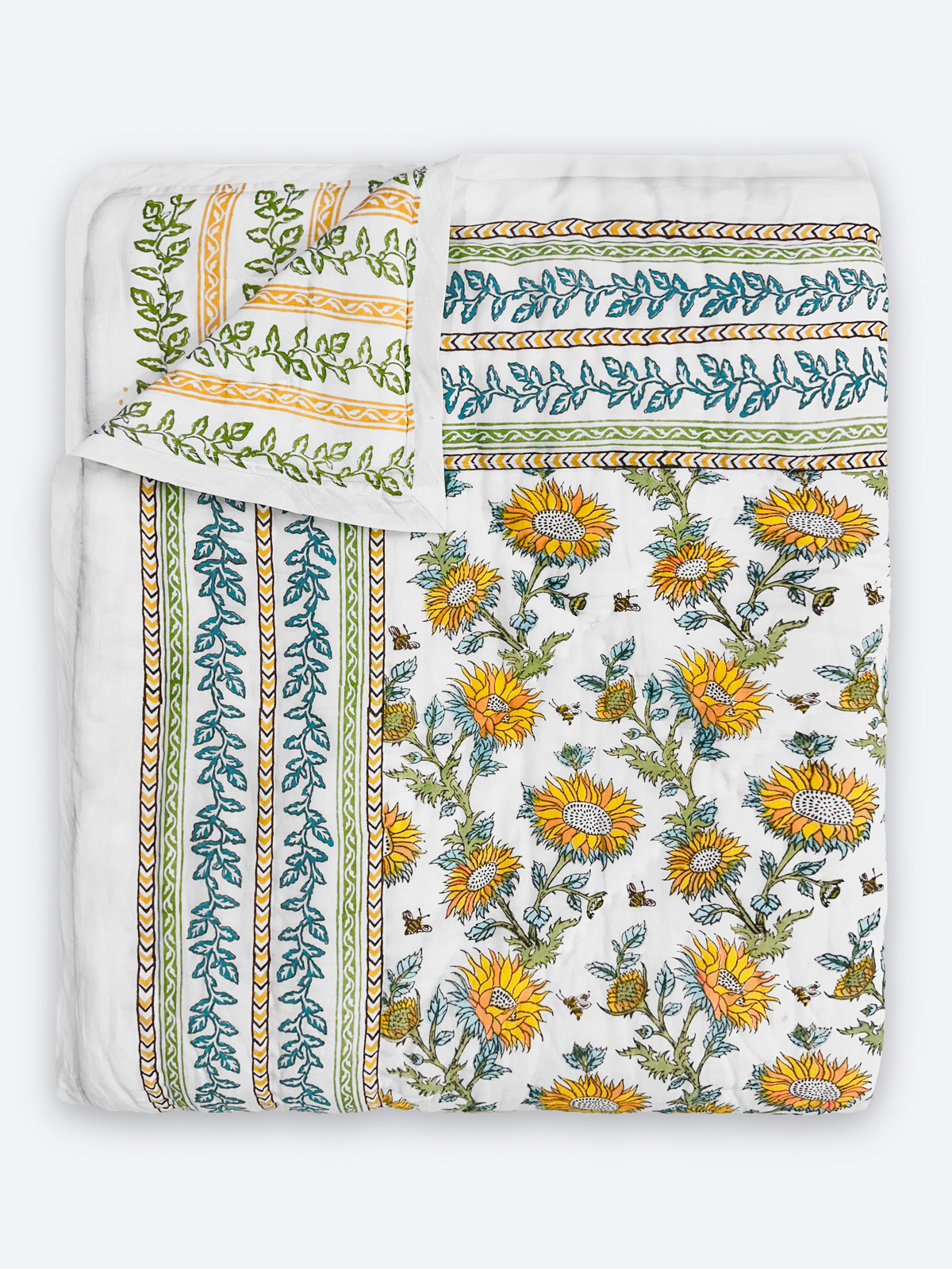 Sunflower Serenade ~ Jaipuri Razai Quilt