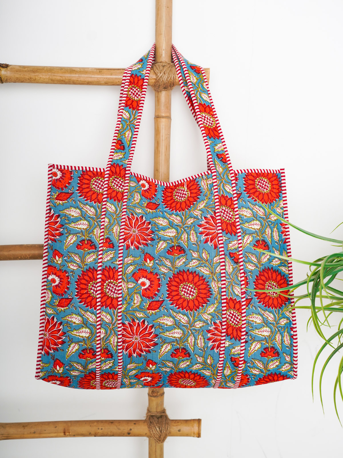 Sunflower Blaze ~ Quilted Cotton Shopping Tote Bag