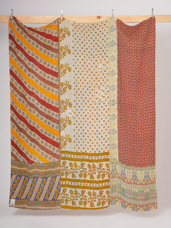 Suman Jangid ~ Vintage Kantha Quilt Sari Bedspread