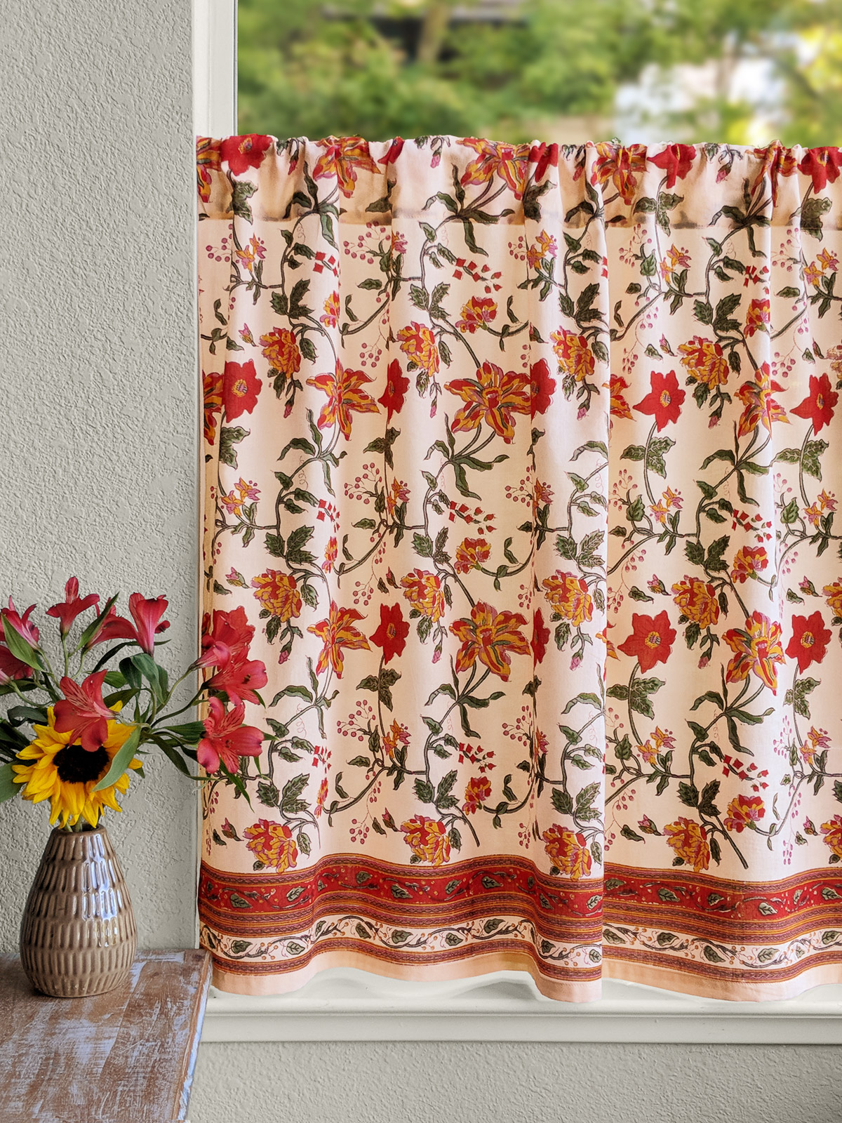 Tropical Garden ~ Country Cottage Colorful Kitchen Curtain