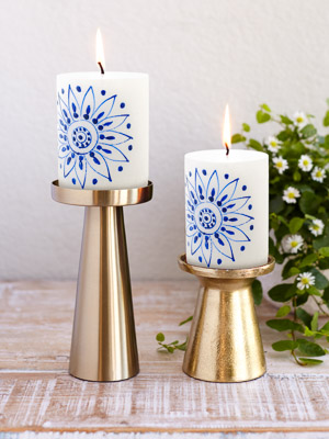 Henna Paisley ~ Hand Painted Pillar Candles