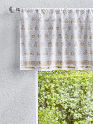 Bridal Veil ~ White and Gold Elegant Romantic Window Valance