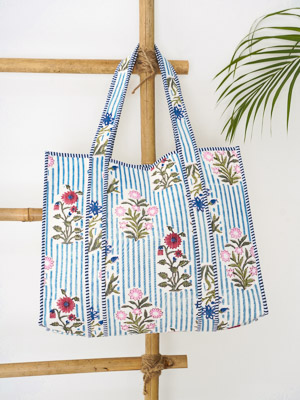 French Riviera ~ Quilted Shopping Tote Bag