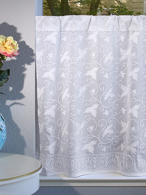 Ivy Lace ~ White Country Cottage Floral Kitchen Curtain