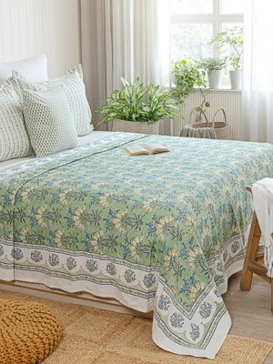 Jardin des Tuileries ~ French Green Floral Bedspread