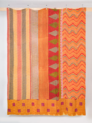 Saffron Harvest Courtyard King Kantha Quilt