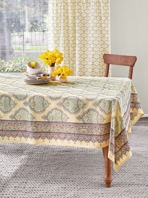 Morning Dew ~ French Country Provence Yellow Blue Tablecloth