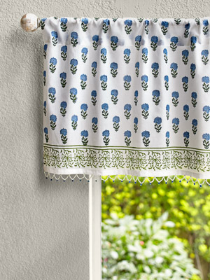 Moonlit Taj (CP) ~ Exotic Turquoise Beaded Window Valance
