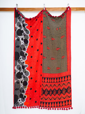 Ruby Eclipse Garden Kantha Throw